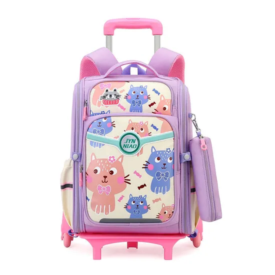 Elementary School Students Trolley Schoolbags Lightweight Towable and Detachable Two-Purpose Trolley Schoolbag