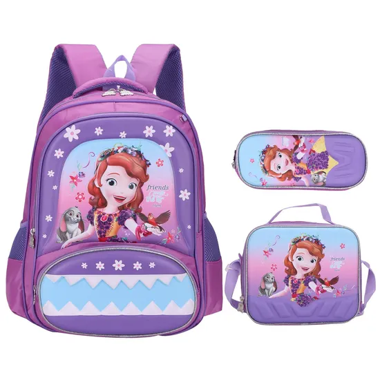 3D Cartoon Character 16 Inch 3PCS School Bag Set Kids with Pencil Case and Lunch Bag Wholesale School Bags for Primary Student