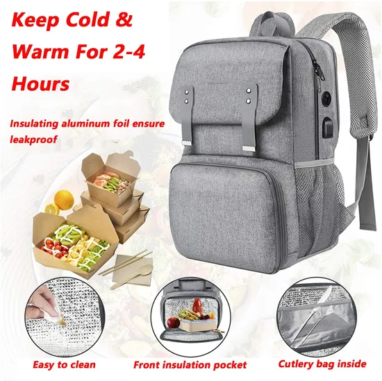 Manufacturer Water Resistant College Lunch Box Bag School Laptops Thermal Insulated Cooler Backpack with USB Charging Port