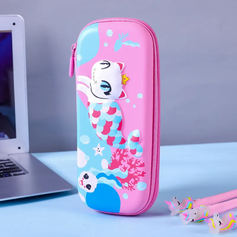 3D Embossed Pencil Case for Kids Pen Pouch for Kids Zipper Closure Crayon Organizer Box