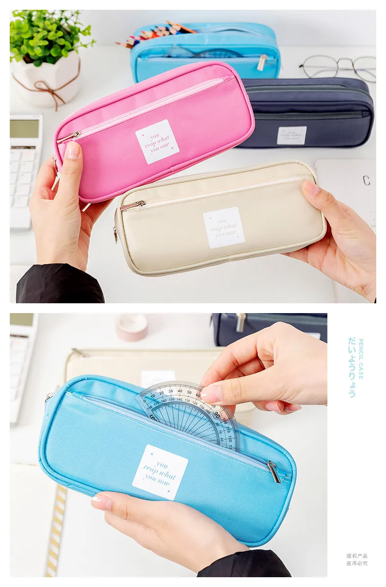 Factory Wholesale Large Capacity Pen Case Zippers Pen Bag Office Stationery Bag Pencil Case