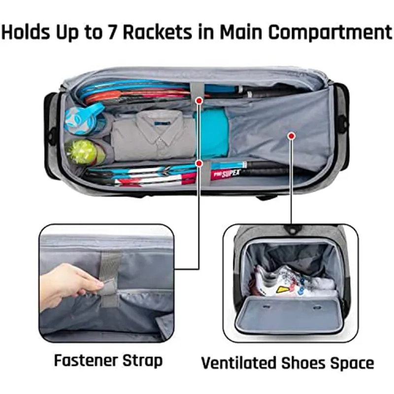 Customized Tennis Bag Suitable Large Capacity Racket Luggage Duffle Bag Shoulder Crossbody Bag