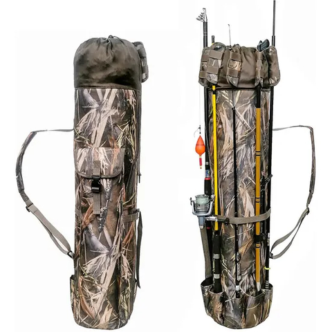 Factory Customized Canvas Fishing Rod Storage Bag Travel Handbag Large Capacity Fishing Bag