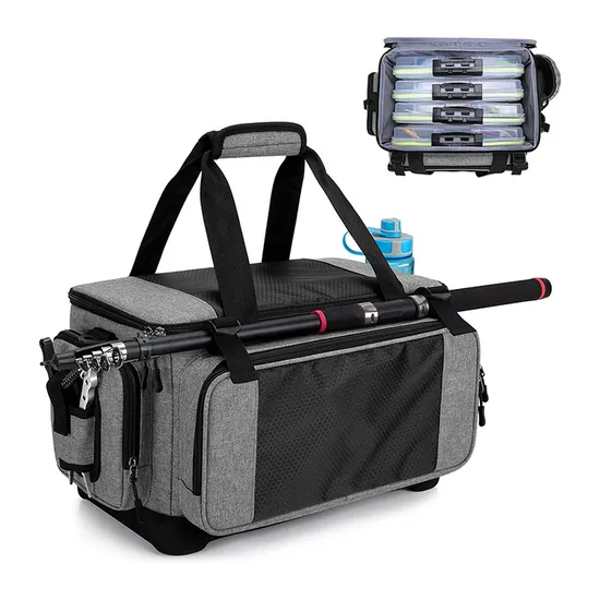 2024 New Fishing Gear Luggage with Rod Frame Waterproof Fishing Gear Storage Bag with EVA Anti Slip Base