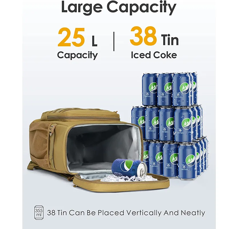 Customized Outdoor Picnic Tactics Camping Large Capacity Ice Pack Cooler Bag Storage Backpack