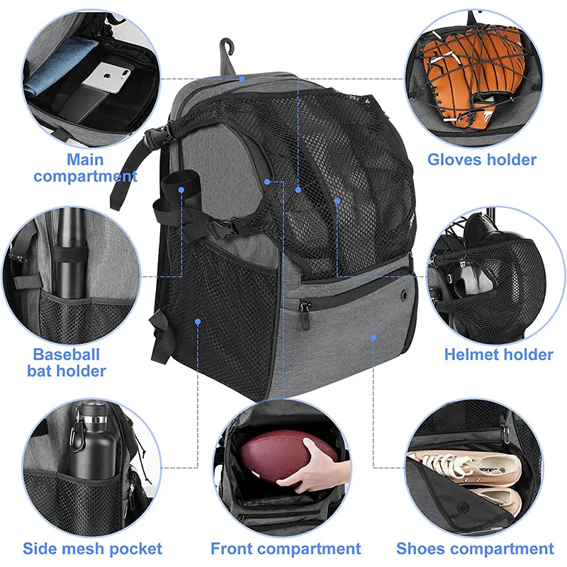 Baseball Backpack Softball Equipment Bat Bag Helmet Backpack