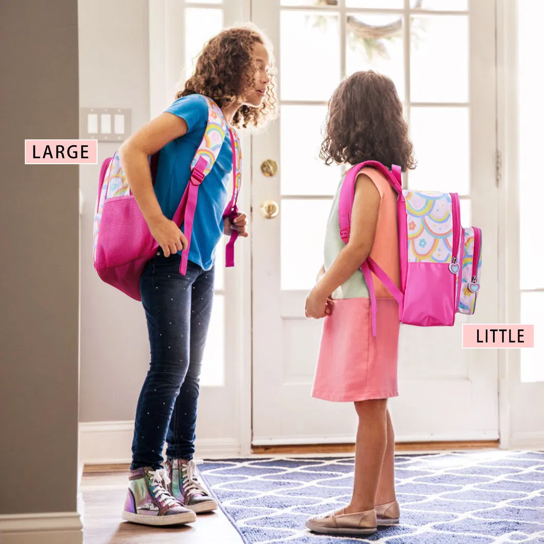 Factory Customized Rainbow Children&prime;s Backpack Elementary School Girl 3 Piece Set Backpack