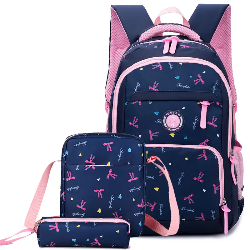 Factory Primary and Secondary School Students Bag Fashion Casual Backpack Three Piece Set