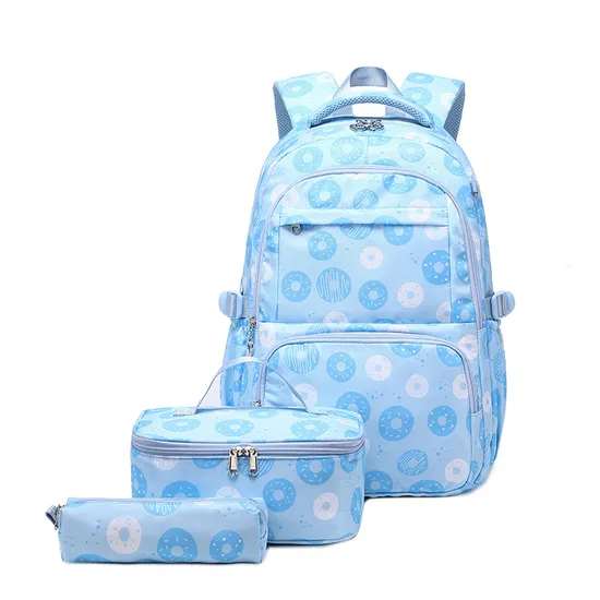 2024 New Cute Three Piece Set for Middle School Students with Printed Large Capacity Backpack