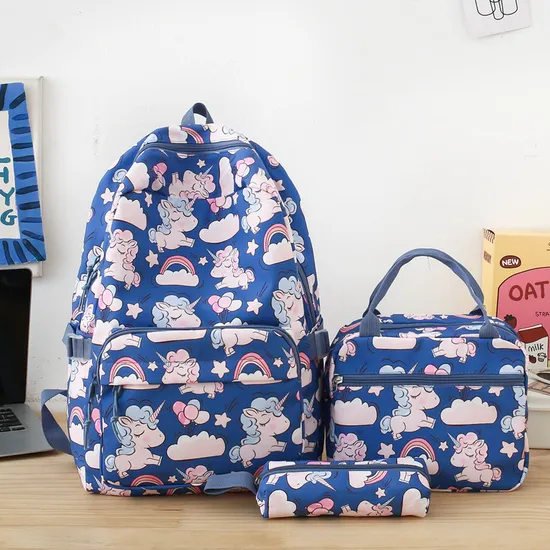 New Fashion Cartoon Backpack Large Capacity Three Piece Set for Primary and Secondary School Students