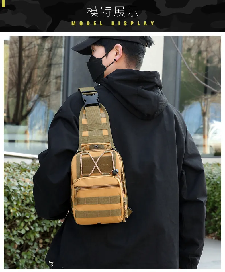 Casual Camouflage Oxford Cloth Large Capacity Mens Mountaineering Chest Bag Tactical Shoulder Bag