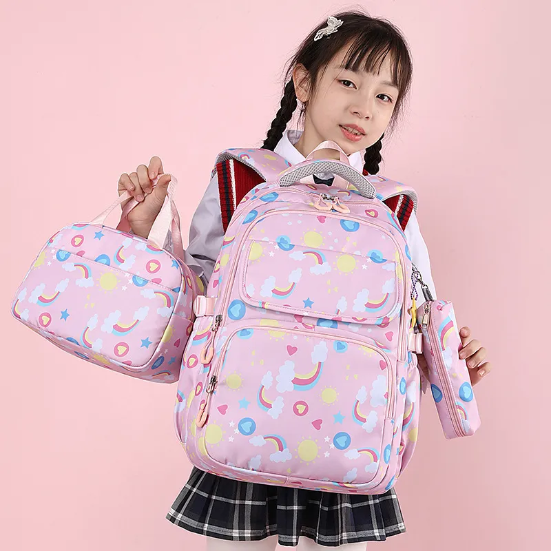 Three Piece Primary School Backpack Set Lightweight Large Capacity Backpack