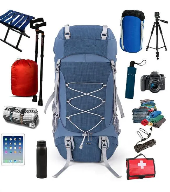 70L Mountain Backpack with Rain Cover Outdoor Climbing Camping Hiking Backpack