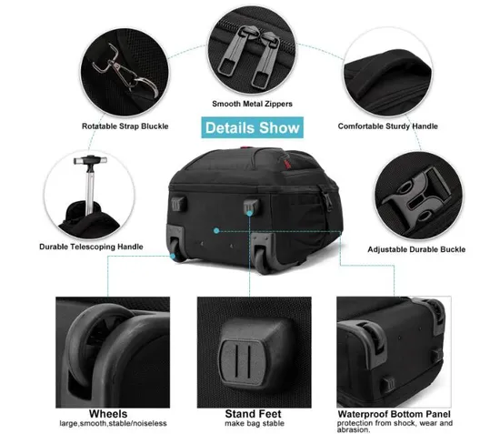 Waterproof Wheeled Travel Laptop Backpack Carry on Luggage Bag Trolley Suitcase Business College School Computer Rolling Backpack