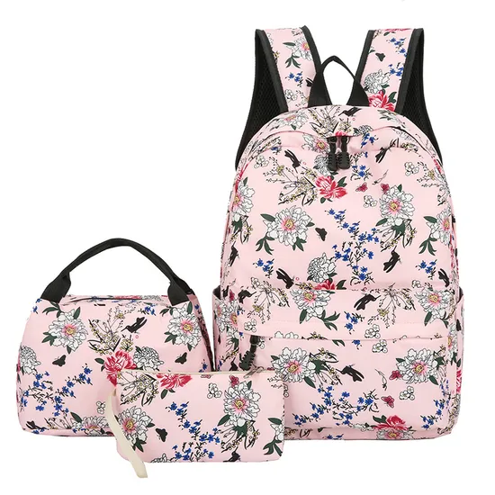 New Casual Backpack Three Piece Set with Large Capacity Student Backpack