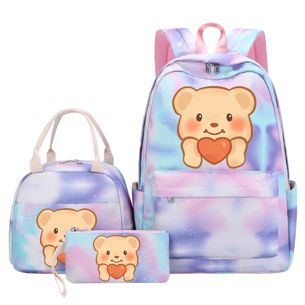 Butter Bear Student Children&prime;s Backpack Handbag Pencil Case 3-Pieces Set