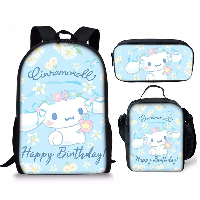 Cinnamoroll Big Ear Dog Primary and Secondary School Student School Backpack Three Piece Set