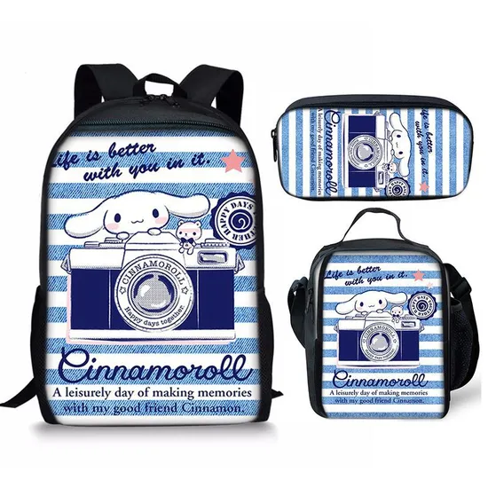 Cinnamoroll Big Ear Dog Primary and Secondary School Student School Backpack Three Piece Set