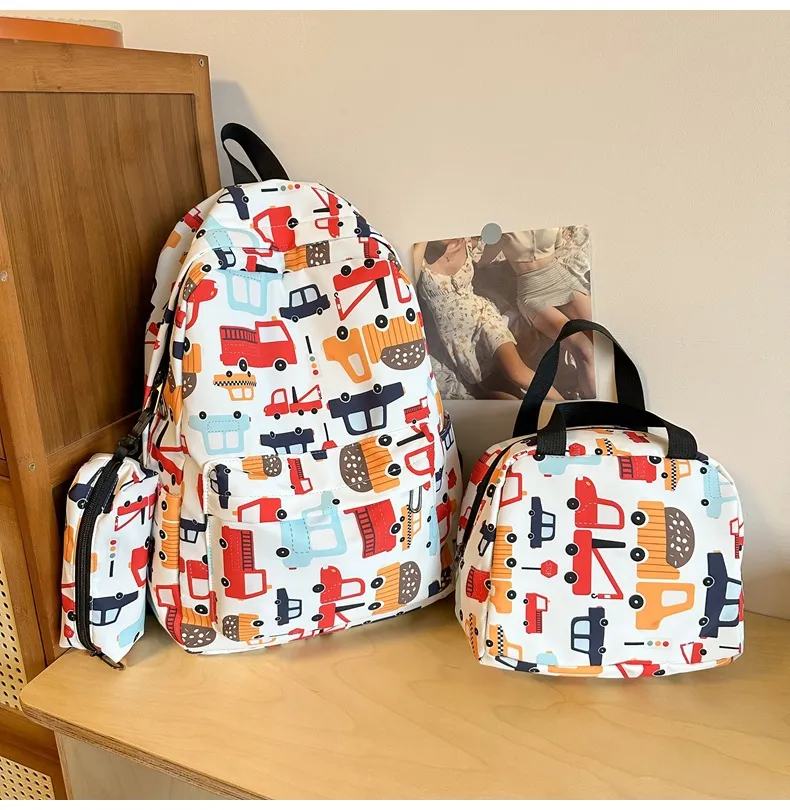 2024 New Printed Children&prime;s Backpack with Large Capacity Three Piece Set for Primary and Secondary School Students