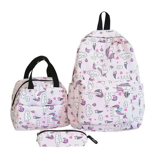 2024 New Printed Children′s Backpack with Large Capacity Three Piece Set for Primary and Secondary School Students