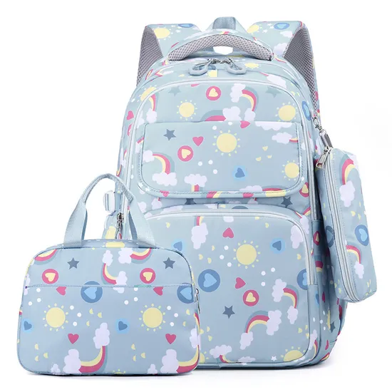 Three Piece Primary School Backpack Set Lightweight Large Capacity Backpack
