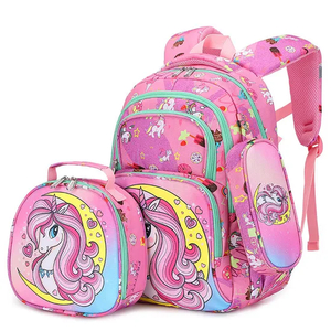 New Backpack for Elementary School Girls and Children 3-Piece Set Backpack Wholesale