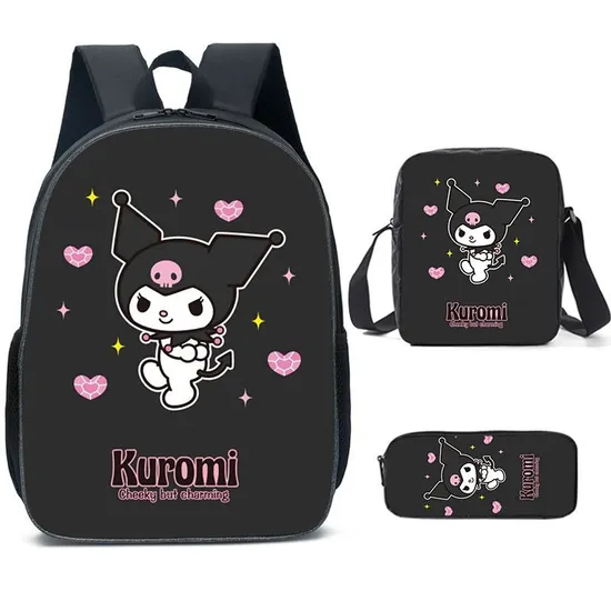 Lomi Kuromi Backpack Lunch Bag Pencil Case Three Piece Set Elementary School Backpack