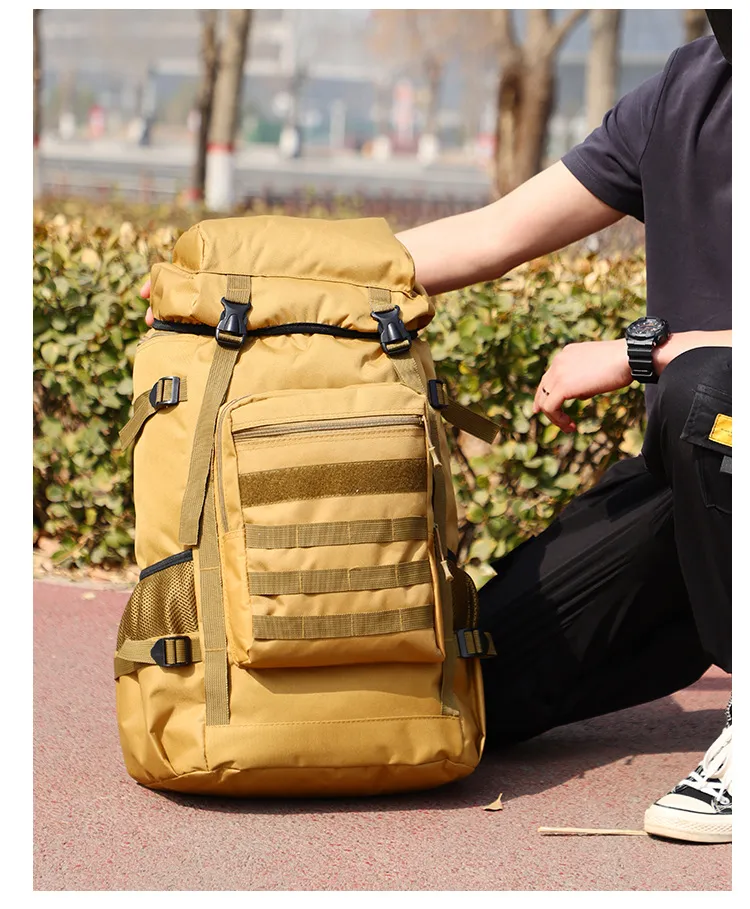 Outdoor Sports Backpack Mountaineering Hiking Travel Backpack 80L Large Capacity Lightweight Tactical Bag