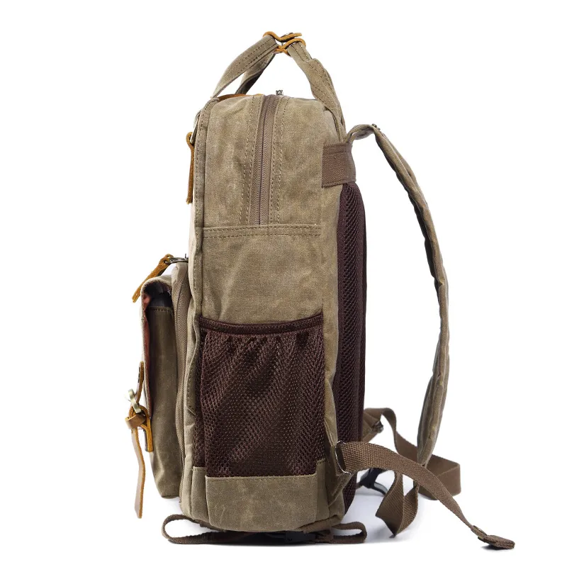Camera Bag Wax Dyed Waterproof Canvas Leisure Backpack Photography Bag DSLR Digital Backpack