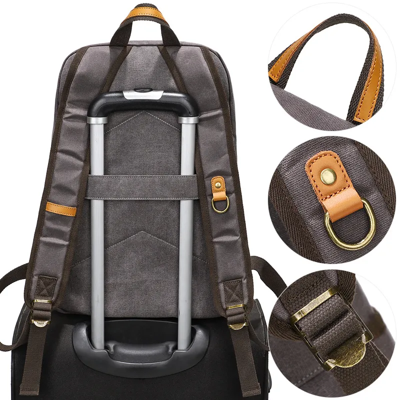 Men Backpack Multifunctional Large Capacity Casual Backpack Retro Canvas Backpack