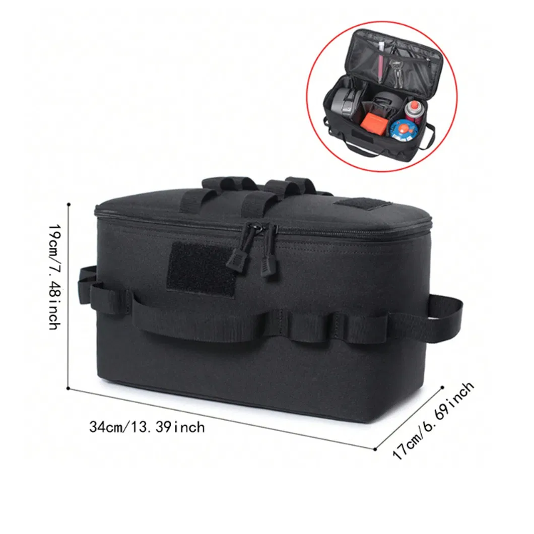 Outdoor Camping Molle Storage Bag Gas Stove Can Pot Carrying Basket Bag Picnic Bag Cooking Utensil Storage Bag