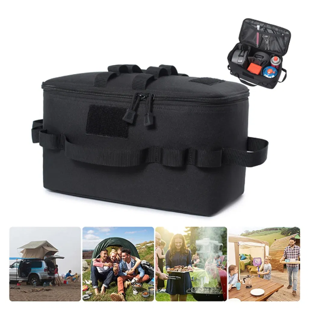 Outdoor Camping Molle Storage Bag Gas Stove Can Pot Carrying Basket Bag Picnic Bag Cooking Utensil Storage Bag