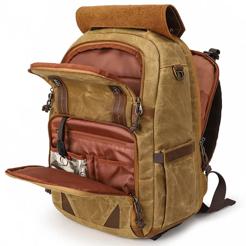 Outdoor Photography Backpack with Shoulder Retro SLR Camera Bag Waterproof Laptop Backpack