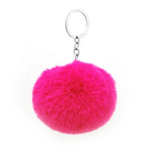Wholesale Cute Fluffy Keychain Pompom Rabbit Fur Ball Key Chain Car Keyring Women Key Holder Bag Pendant Charm