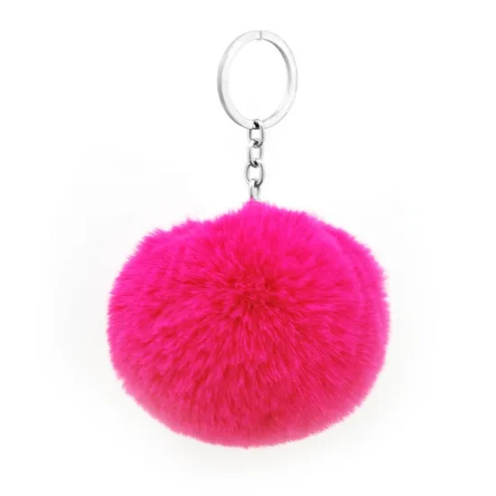 Wholesale Cute Fluffy Keychain Pompom Rabbit Fur Ball Key Chain Car Keyring Women Key Holder Bag Pendant Charm