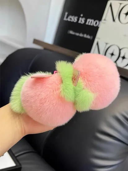 Boutique Rabbit Plush Fruit Keychain Pendant Persimmon Grape Apple Peach Book Bag Pendant Gift