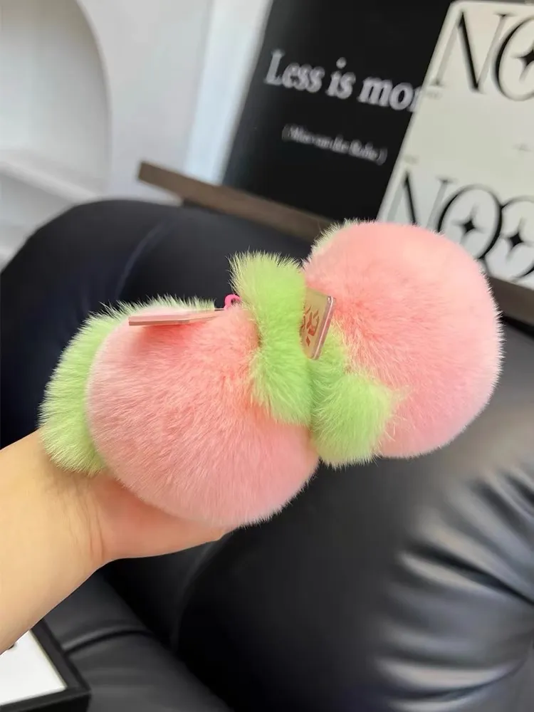 Boutique Rabbit Plush Fruit Keychain Pendant Persimmon Grape Apple Peach Book Bag Pendant Gift