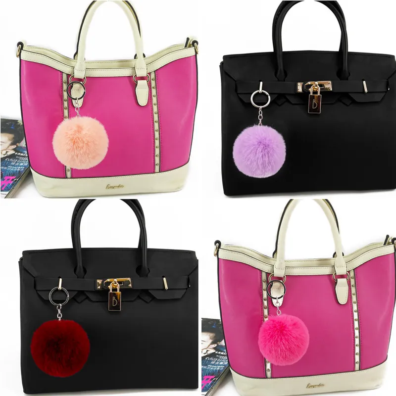 Wholesale Cute Fluffy Keychain Pompom Rabbit Fur Ball Key Chain Car Keyring Women Key Holder Bag Pendant Charm