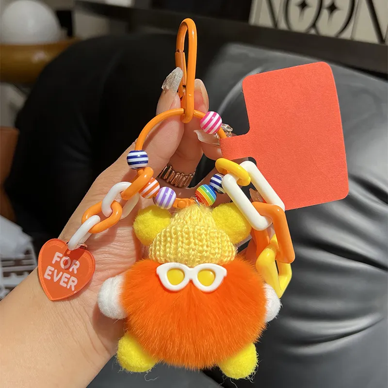 Factory Sale Custom OEM 8cm Cute Plush Small Briquette Rabbit Keyring Car Schoolbag Keychain