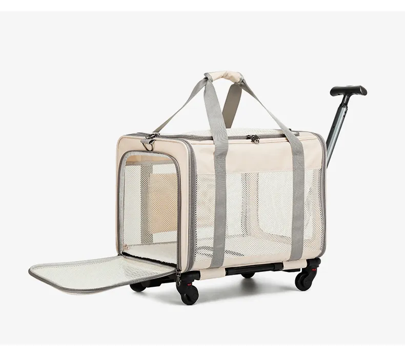 Large-Capacity Trolley Pet Carrying Bag Breathable Dog Bag Foldable Trolley Breathable Cat Shoulder Bag