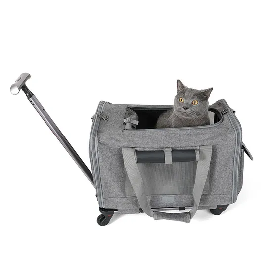 2024 Luxury Airline Approved Trolley Expandable Mesh Travel Pet Carrier Bag for Cats Dogs and Small Animals