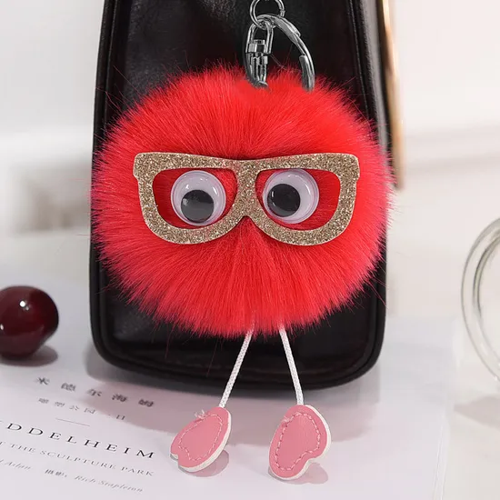 Puff Ball Owl Faux Fur POM POM Keychain Handbag Purse Jewelry Holder Keyring Backpack Pendants