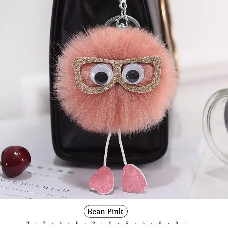 Puff Ball Owl Faux Fur POM POM Keychain Handbag Purse Jewelry Holder Keyring Backpack Pendants