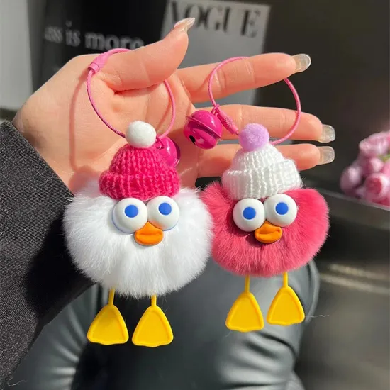 Wholesale Custom Big Eyed Plush Duck Keychain Backpack Pendant