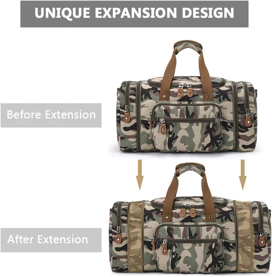 Custom Factory Low Price High Density Cotton Canvas Duffle Bag for Travel 50L Duffel Overnight Weekender Bag