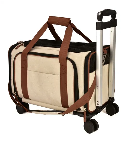 Pet Stroller with Detachable Carrier Pet Trolley Carrier with Wheels Expandable Bag