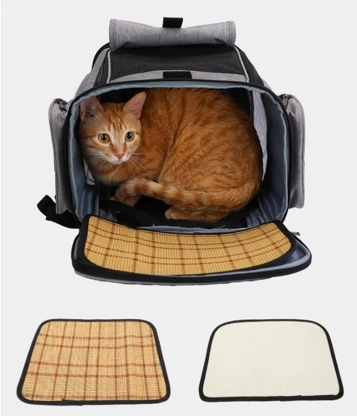 Custom Logo Foldable Portable Collapsible Puppy Black Grey Petcarrier Bag