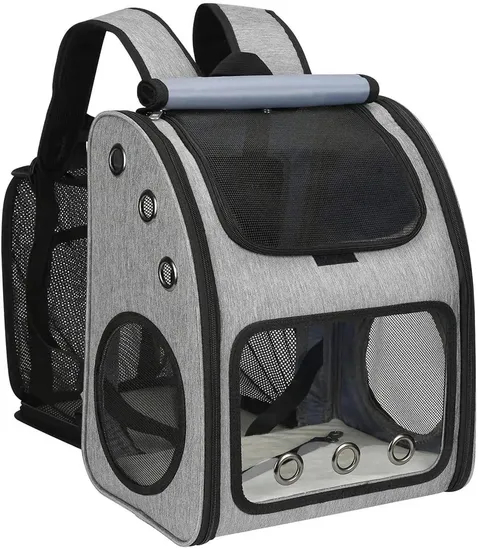 Custom Logo Foldable Portable Collapsible Puppy Black Grey Petcarrier Bag