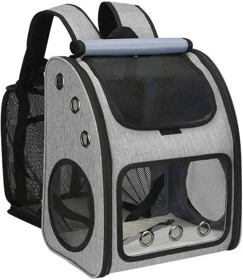Custom Logo Foldable Portable Collapsible Puppy Black Grey Petcarrier Bag