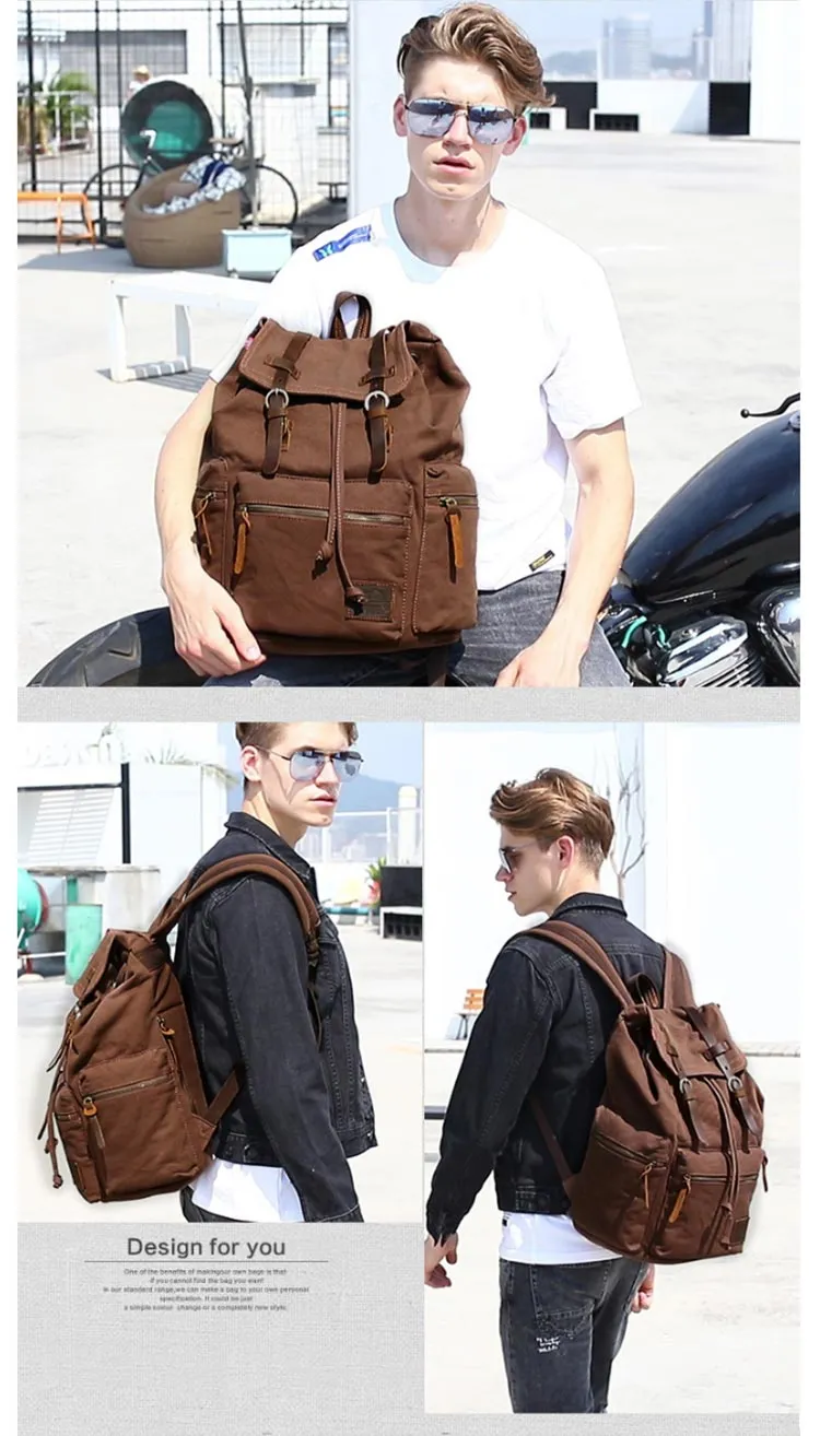 Canvas 15.6 Inches Computer Bag Retro Bags Casual Sports Laptop Backpack School Bags